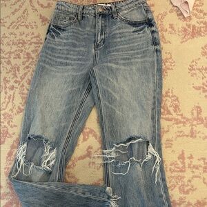 Altard State Distressed Flare Blue Jeans